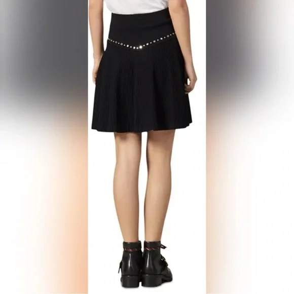 *SANDRO PARIS Oria Pleated & Studded A-Line Skirt